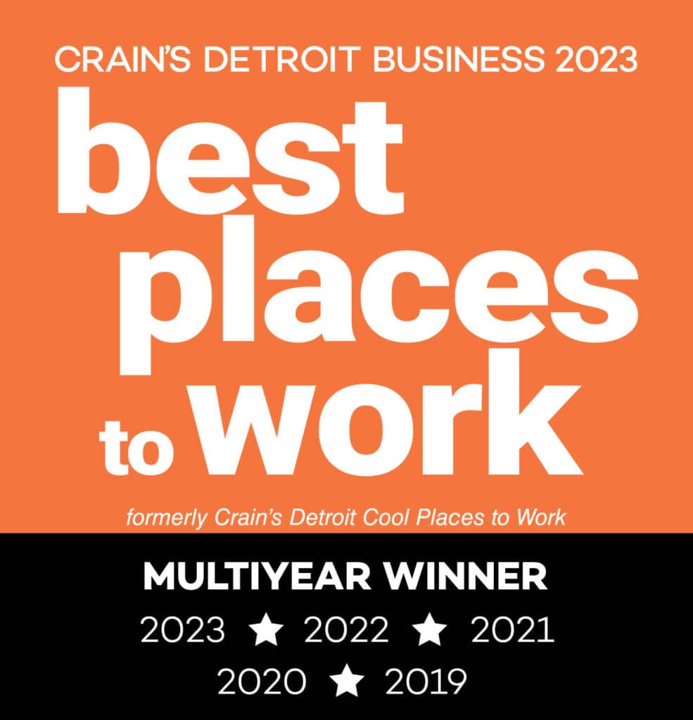 Crain's Detroit Business logo for Best Places to Work. The Senior Alliance is a multiyear winner from 2019-2023