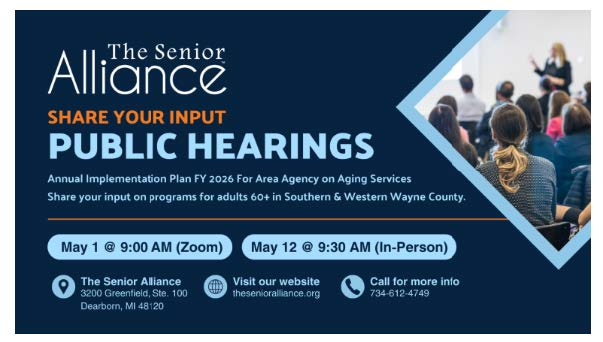 the senior alliance public hearings