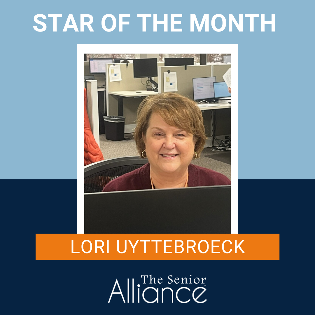 Graphic with portrait of December's Star of the Month, Lori Uyttebroeck.